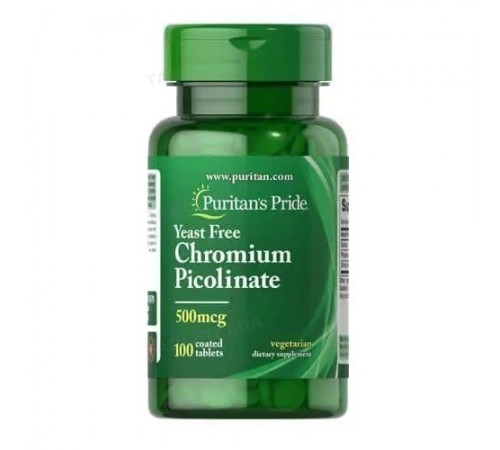 Піколінат хрому, Chromium Picolinate, Puritan's Pride, без дріжджів, 500 мкг, 100 таблеток