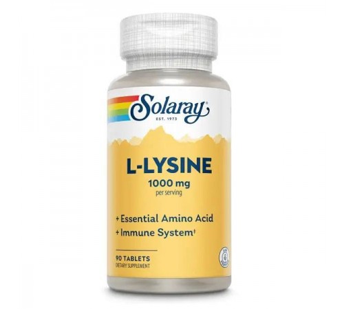 Лизин, L-Lysine, Solaray, 1000 мг, 90 таблеток