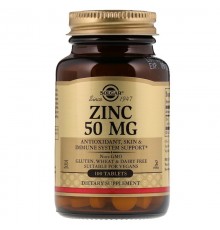 Глюконат цинку, Zinc, Solgar, 50 мг, 100 таблеток