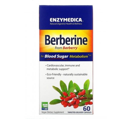 Берберин, Berberine, Enzymedica, 60 капсул Берберин, Berberine, Enzymedica, 60 капсул