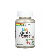 Мультивітаміни для дітей, Children's Vitamins and Minerals, Solaray, 60 таблеток (Чорна вишня)