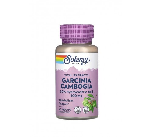 Гарцинія камбоджійська (Garcinia cambogia), Solaray, 500 мг, 60 вег. капсул Гарцинія камбоджійська (Garcinia cambogia), Solaray, 500 мг, 60 вег. капсул
