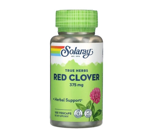 Червона конюшина, Red Clover, True Herbs, Solaray, 375 мг, 100 капсул