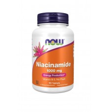 Ніацинамід, вітамін В-3, Niacinamide, Now Foods, 1000 мг, 90 таблеток