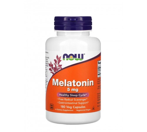 Мелатонин, Melatonin, Now Foods, 5 мг, 180 вег. капсул