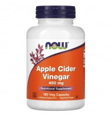 Яблучний оцет, Apple Cider Vinegar, Now Foods, 450 мг,180 капсул
