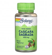 Каскара Саграда, Cascara Sagrada, Solaray, 450 мг, 100 капсул