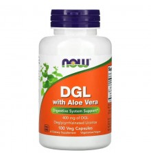 Корінь солодки з алое вера, DGL + Aloe Vera, Now Foods, 400 мг, 100 капсул