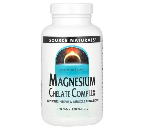 Магній хелат, Magnesium Chelate Complex, Source Naturals, 100 мг, 250 таблеток Магній хелат, Magnesium Chelate Complex, Source Naturals, 100 мг, 250 таблеток