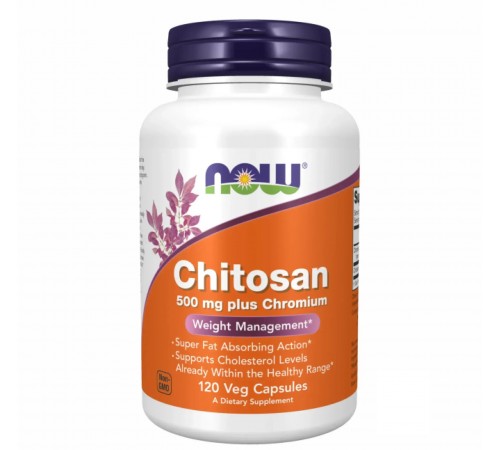 Хітозан з хромом, Chitosan 500 мг + Сhromium, NOW Foods, 120 капсул Хітозан з хромом, Chitosan 500 мг + Сhromium, NOW Foods, 120 капсул