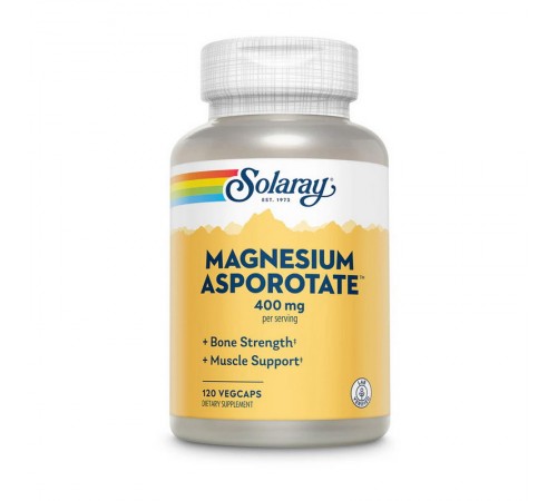 Магній аспартат, Magnesium Asporotate, Solaray, 400 мг, 120 вег. капсул