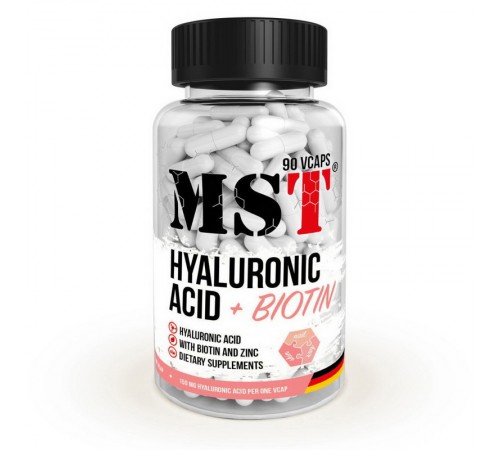 Гіалуронова кислота з біотином, Hyaluronic Acid + Biotin, MST, 90 капсул Гіалуронова кислота з біотином, Hyaluronic Acid + Biotin, MST, 90 капсул