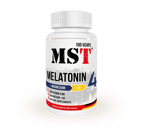 Мелатонін + Магній Б6, Melatonin 4 mg + MGB6, MST, 100 капсул Мелатонін + Магній Б6, Melatonin 4 mg + MGB6, MST, 100 капсул