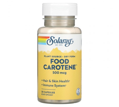 Бета-каротин, Food Carotene, Solaray, 10 000 МО, 30 капсул Бета-каротин, Food Carotene, Solaray, 10 000 МО, 30 капсул