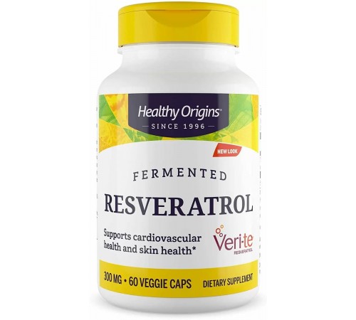 Ресвератрол, Resveratrol, Healthy Origins, с экстрактом красного вина, 300 мг, 60 капсул