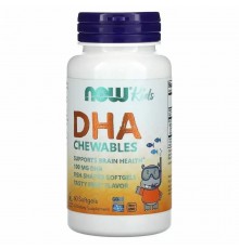 Рыбий жир для детей с фруктовым вкусом, Kid's DHA, Now Foods, 100 мг, 60 капсул