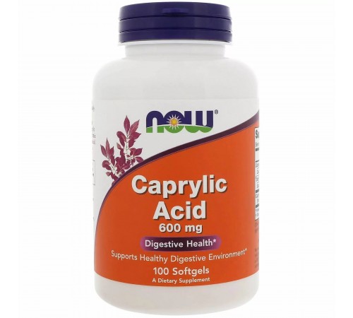Каприловая кислота, Caprylic Acid, Now Foods, 600 мг, 100 капсул Каприловая кислота, Caprylic Acid, Now Foods, 600 мг, 100 капсул