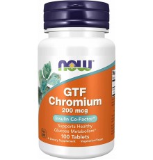 Хром GTF CHROMIUM, Now foods 200 мкг 100 таблеток