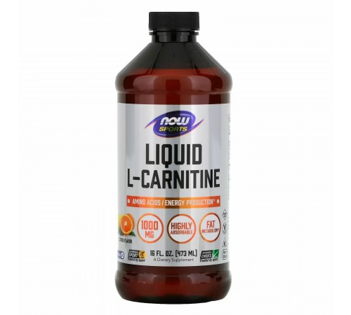 Л-Карнитин (жидкий), L-Carnitine, Now Foods, 1000 мг, 473 мл (Цитрус)