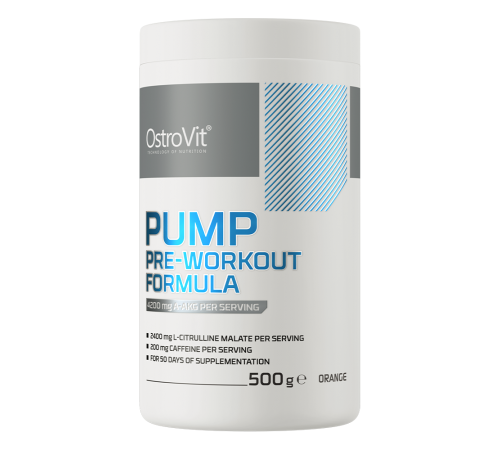 Передтренувальний комплекс, PUMP Pre-Workout Formula, OstroVit, 500 грам ( Апельсин)