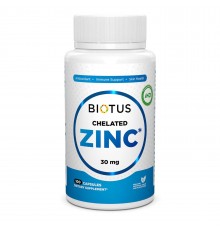 Хелатний цинк 30мг, Chelated Zinc, Biotus 100 капсул