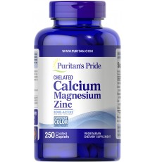 Кальцій Магній Цинк хелат, Chelated Calcium Magnesium Zinс, Puritan's Pride, 250 капсул