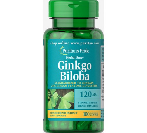 Гинкго Билоба, Ginkgo Biloba, Puritan's Pride, 120 мг, 100 капсул