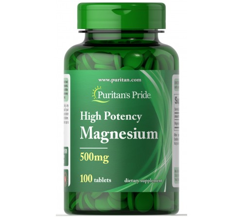 Магній, Magnesium, Puritan's Pride, 500 мг, 100 капсул