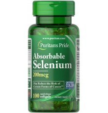 Селен, Absorbable Selenium, Puritan's Pride, 200 мкг, 100 капсул