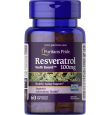 Ресвератрол, Resveratrol, Puritan's Pride, 100 мг, 60 гелевих капсул 