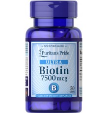 Біотин, Biotin 7500, Puritan's Pride, 7500 мкг, 50 таблеток