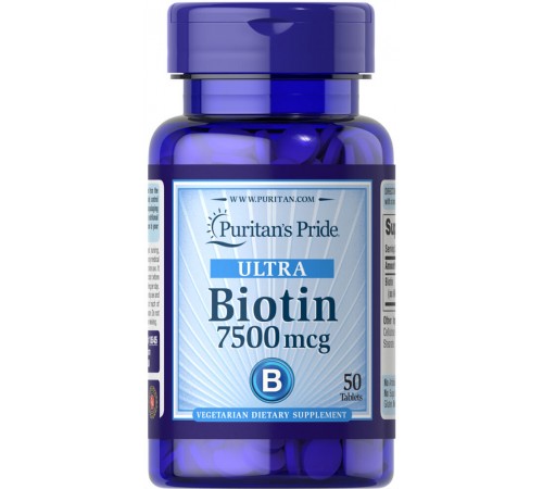 Біотин, Biotin 7500, Puritan's Pride, 7500 мкг, 50 таблеток Біотин, Biotin 7500, Puritan's Pride, 7500 мкг, 50 таблеток