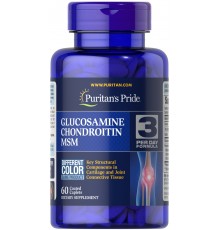 Глюкозамин хондроитин и MSM, Glucosamine Chondroitin MSM Double Strength, Puritan's Pride, 60 капсул