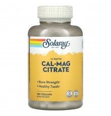 Кальций и магний цитрат, Calcium & Magnesium Citrate, Solaray, 180 капсул