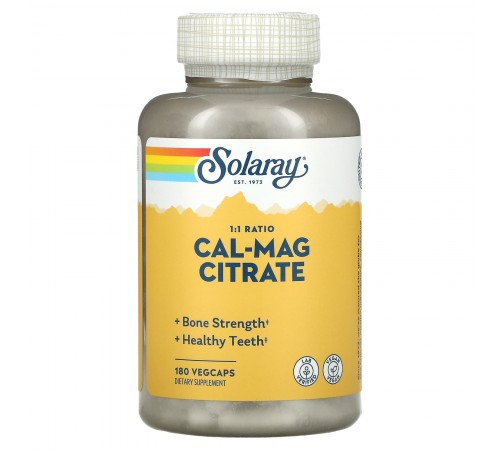 Кальций и магний цитрат, Calcium & Magnesium Citrate, Solaray, 180 капсул Кальций и магний цитрат, Calcium & Magnesium Citrate, Solaray, 180 капсул