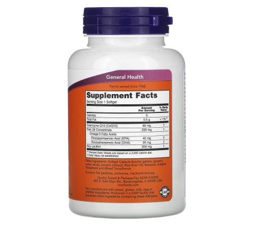 Коэнзим Q10 с рыбьим жиром, CoQ10 with Omega-3 Fish Oil, Now Foods, 60 капсул Коэнзим Q10 с рыбьим жиром, CoQ10 with Omega-3 Fish Oil, Now Foods, 60 капсул