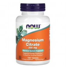 Цитрат магния, Magnesium Citrate, Now Foods, 200 мг, 100 таблеток
