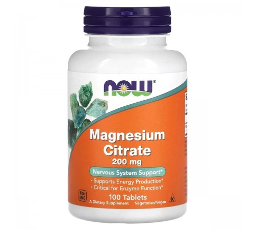 Цитрат магнію, Magnesium Citrate, Now Foods, 200 мг, 100 таблеток