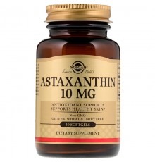 Астаксантин, Natural Astaxanthin, Solgar, 10 мг, 30 желатинових капсул