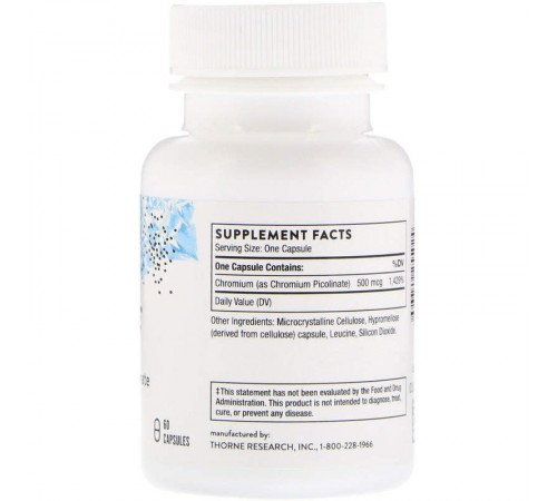 Хром пиколинат, Chromium picolinate, Thorne Research, 60 капсул Хром пиколинат, Chromium picolinate, Thorne Research, 60 капсул