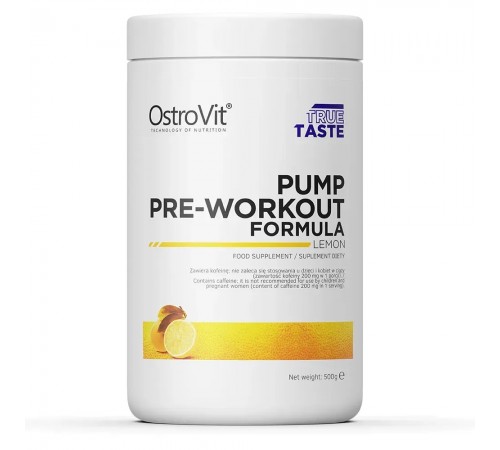 Предтренировочный комплекс, PUMP Pre-Workout Formula, OstroVit, 500 грамм (Лимон)