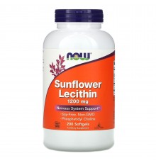 Подсолнечный лецитин, Sunflower Lecithin, Now Foods, 1200 мг, 200 капсул