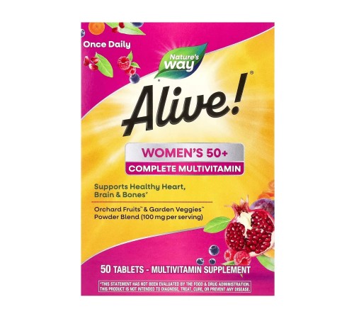 Мультивітаміни для жінок +50 , Alive! Women's 50+, Nature's Way, 50 таблеток