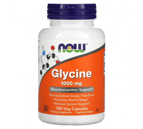 Глицин, Glycine, Now Foods, 1000 мг, 100 вег. капсул Глицин, Glycine, Now Foods, 1000 мг, 100 вег. капсул