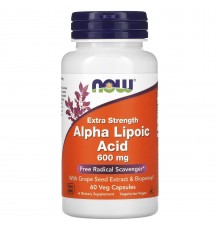 Альфа-ліпоєва кислота, Alpha Lipoic Acid, Now Foods, підвищена міцність, 600 мг, 60 капсул