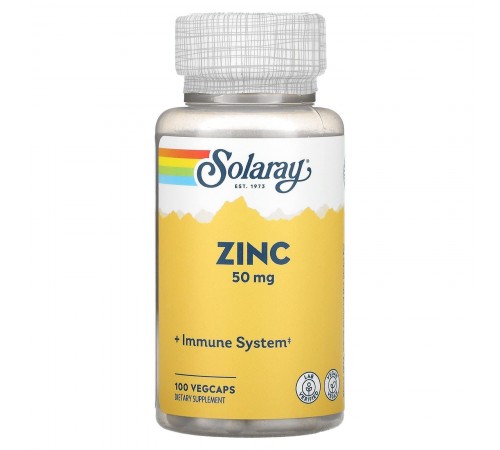 Цинк, Zinc, Solaray, 50 мг, 100 вег.капсул Цинк, Zinc, Solaray, 50 мг, 100 вег.капсул