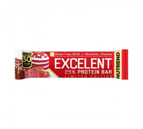 Протеиновый батончик, EXCELENT Protein Bar, NUTREND, 85 грамм (Клубничный пирог) Протеиновый батончик, EXCELENT Protein Bar, NUTREND, 85 грамм (Клубничный пирог)