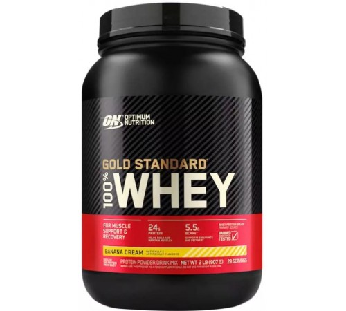 Сироватковий протеїн, 100% Whey Gold Standard, Optimum Nutrition, 909 грам (банановий крем)