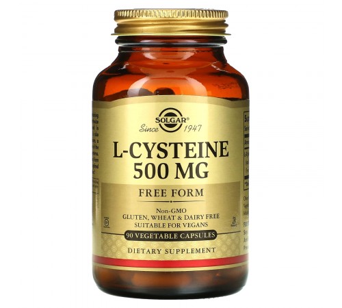 Цистеин, L-Cysteine, Solgar, 500 мг, 90 вегетарианских капсул Цистеин, L-Cysteine, Solgar, 500 мг, 90 вегетарианских капсул