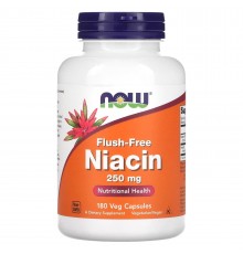 Ніацин (вітамін B-3), Flush-Free Niacin, Now Foods, 250 мг, 180 капсул